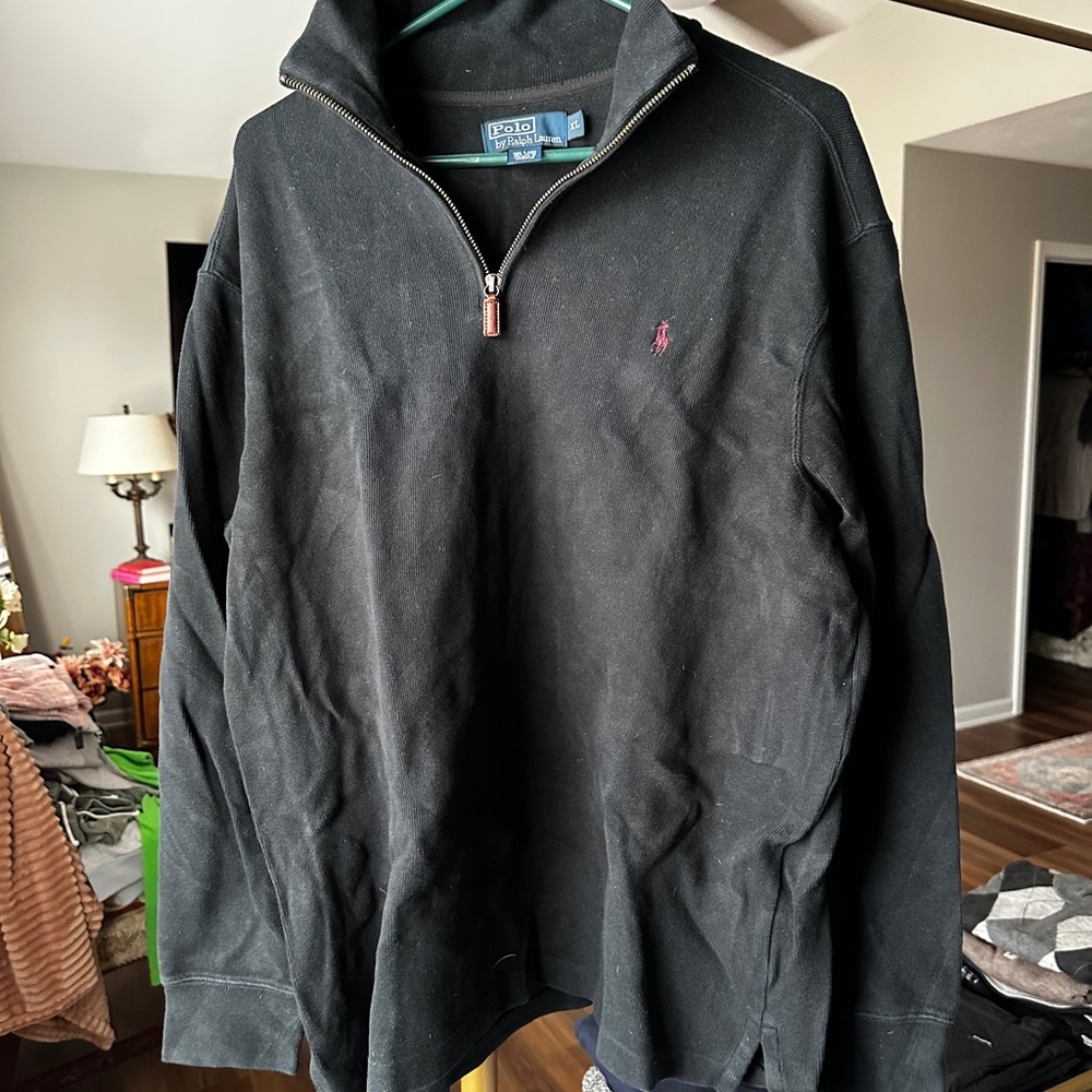 Ralph Lauren Men's Black Zip-Up Sweater